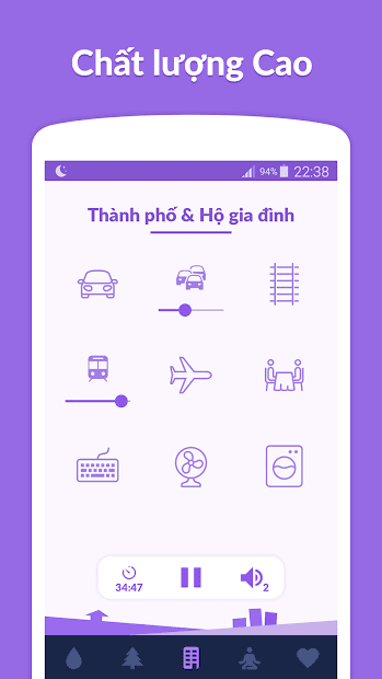 Screenshots Sleepo: Âm thanh tiếng mưa, tiếng thác nước tạo cảm giác dễ ngủ, ngủ ngon