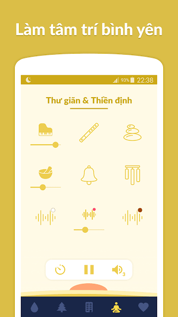 Screenshots Sleepo: Âm thanh tiếng mưa, tiếng thác nước tạo cảm giác dễ ngủ, ngủ ngon