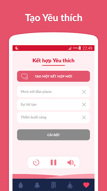 Screenshots Sleepo: Âm thanh tiếng mưa, tiếng thác nước tạo cảm giác dễ ngủ, ngủ ngon