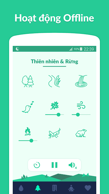 Screenshots Sleepo: Âm thanh tiếng mưa, tiếng thác nước tạo cảm giác dễ ngủ, ngủ ngon
