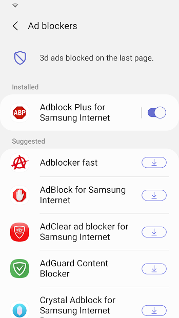 Screenshots Samsung Internet Browser - Chặn quảng cáo, đặt mật khẩu trình duyệt
