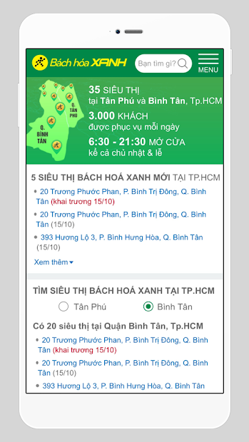 Screenshots Ứng dụng Bách Hoá Xanh: Mua hàng, đi chợ online tiện lợi