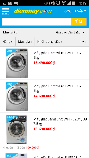Screenshots DienmayXANH: Ứng dụng mua hàng online của Điện máy XANH