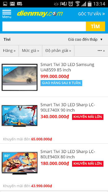 Screenshots DienmayXANH: Ứng dụng mua hàng online của Điện máy XANH