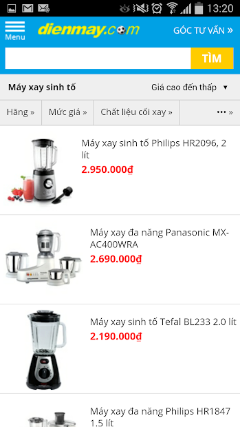 Screenshots DienmayXANH: Ứng dụng mua hàng online của Điện máy XANH