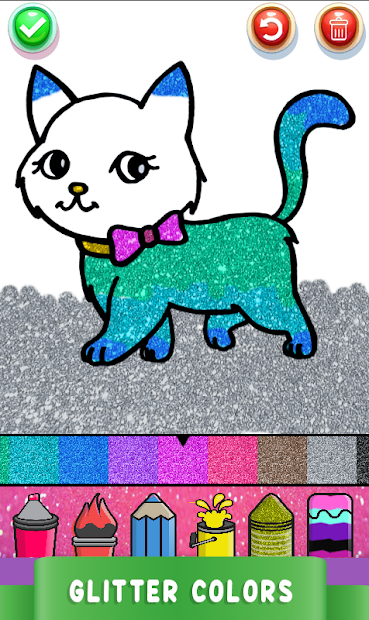 Screenshots Cute Kitty Coloring Book For Kids With Glitter: Sách tô màu cô mèo Kitty đáng yêu cho bé