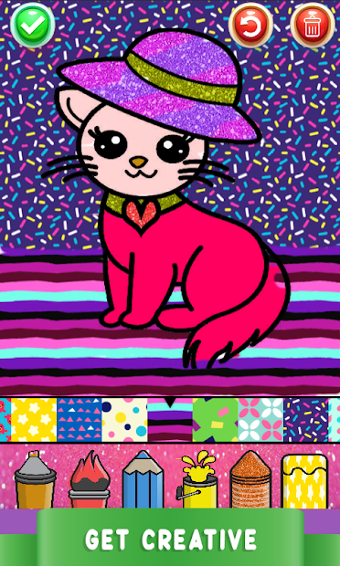 Screenshots Cute Kitty Coloring Book For Kids With Glitter: Sách tô màu cô mèo Kitty đáng yêu cho bé