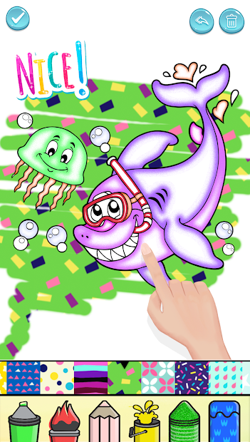 Screenshots Baby Shark Coloring Book Glitter- Sách tô màu các loài cá