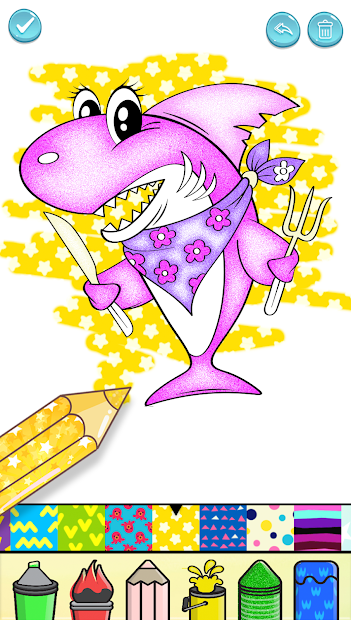 Screenshots Baby Shark Coloring Book Glitter- Sách tô màu các loài cá