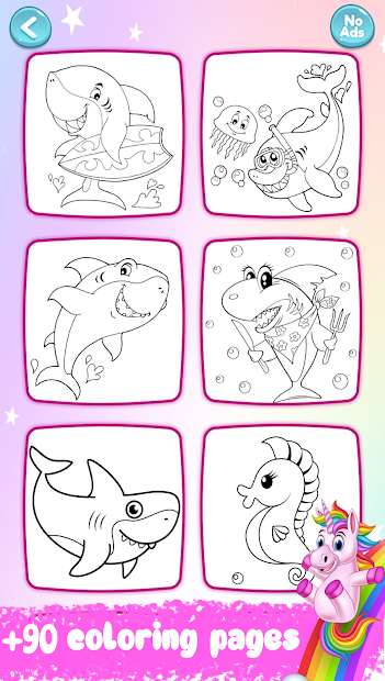 Screenshots Baby Shark Coloring Book Glitter- Sách tô màu các loài cá