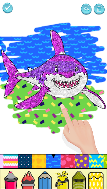 Screenshots Baby Shark Coloring Book Glitter- Sách tô màu các loài cá