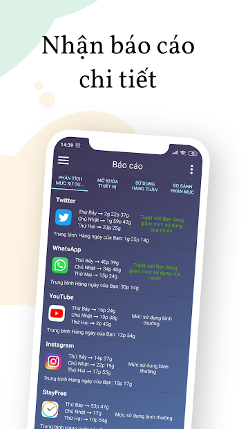 Screenshots StayFree - Theo dõi thời gian sử dụng điện thoại