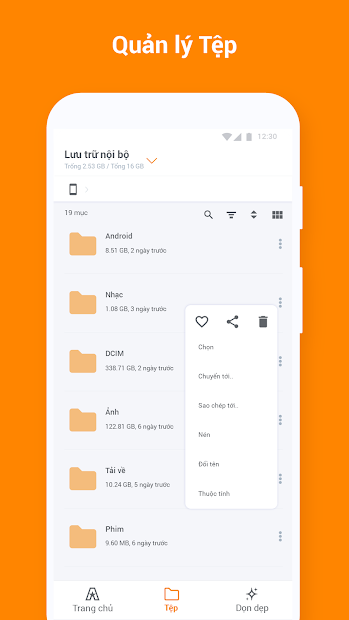 Screenshots Trình quản lý Tệp ASTRO