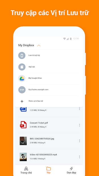 Screenshots Trình quản lý Tệp ASTRO