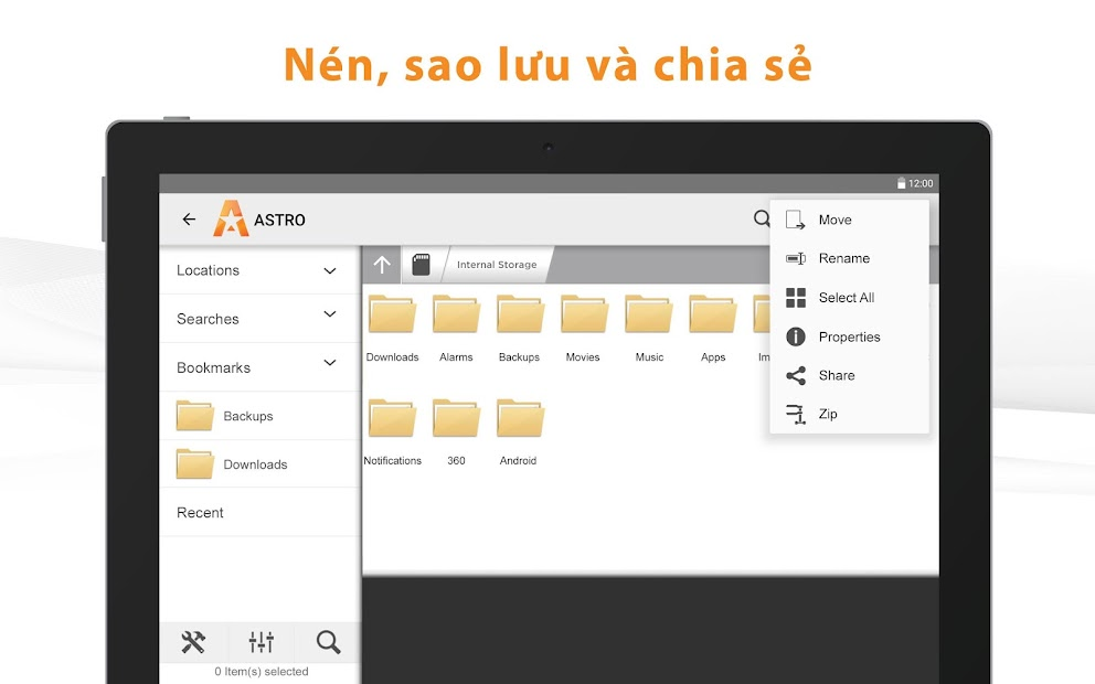 Screenshots Trình quản lý Tệp ASTRO