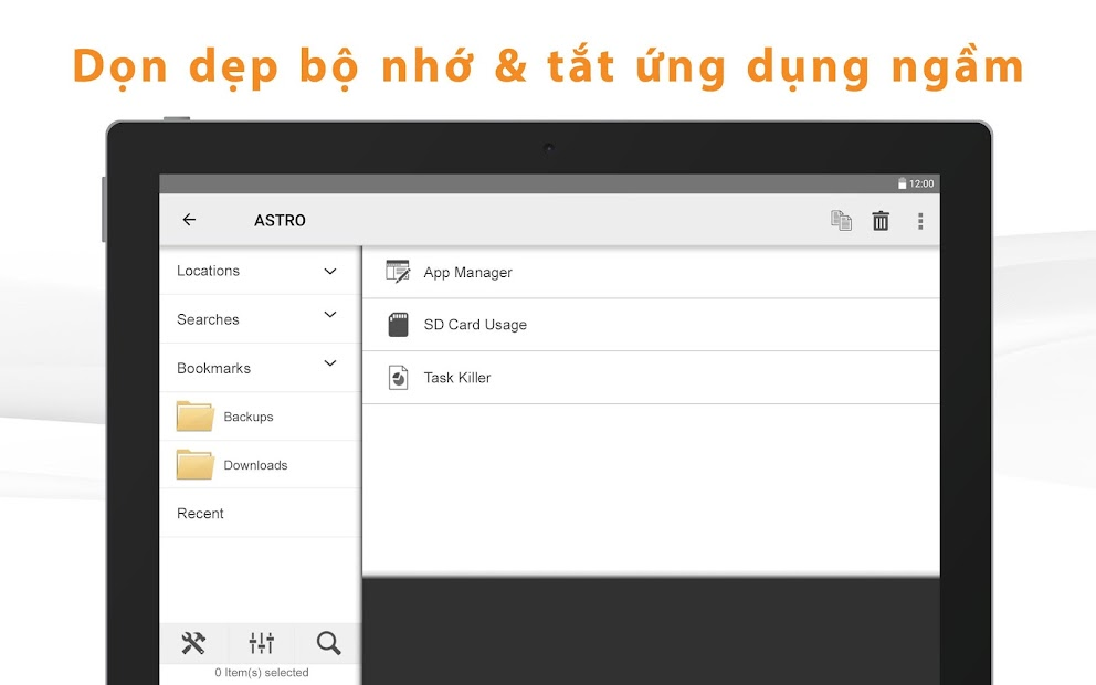 Screenshots Trình quản lý Tệp ASTRO