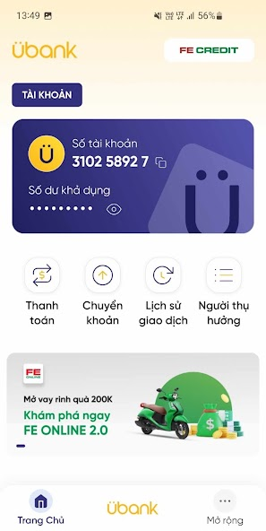 Screenshots FE Onine 2.0: Đăng ký vay tiền online, mua bảo hiểm, mở thẻ tín dụng