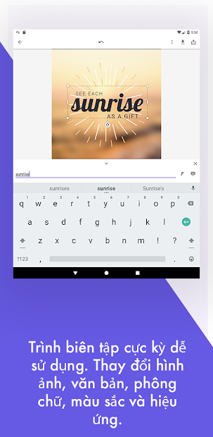 Screenshots Desygner: Ghép chữ vào ảnh, thiết kế ảnh theo mẫu có sẵn