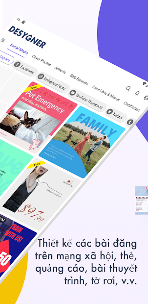 Screenshots Desygner: Ghép chữ vào ảnh, thiết kế ảnh theo mẫu có sẵn
