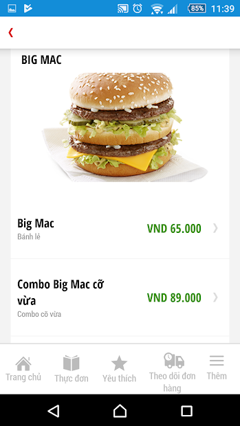 Screenshots McDelivery Vietnam-  Ứng dụng đặt gà rán McDonald's tại nhà, nhiều khuyến mãi