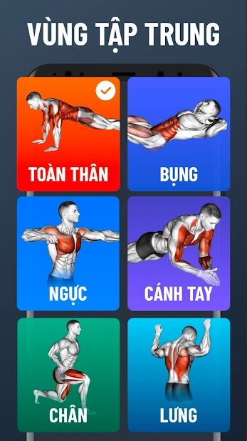 Screenshots Các bài tập tại nhà - Không Dụng cụ: Tập thể hình tại nhà