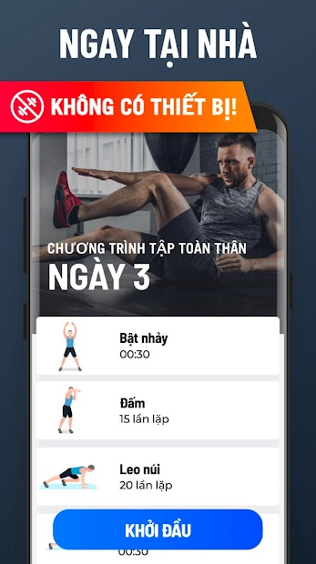 Screenshots Các bài tập tại nhà - Không Dụng cụ: Tập thể hình tại nhà