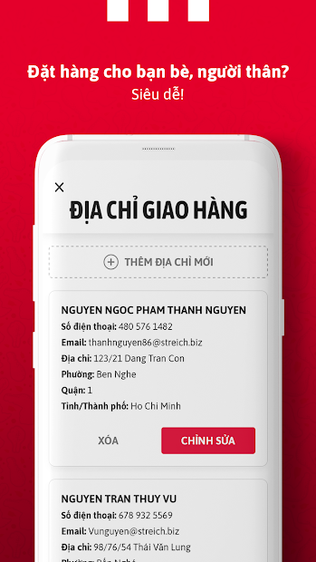 Screenshots KFC Vietnam - Đặt gà rán KFC tại nhà, nhiều ưu đãi khuyến mãi