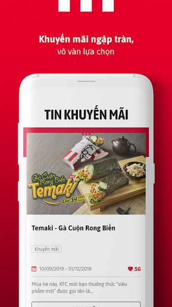 Screenshots KFC Vietnam - Đặt gà rán KFC tại nhà, nhiều ưu đãi khuyến mãi