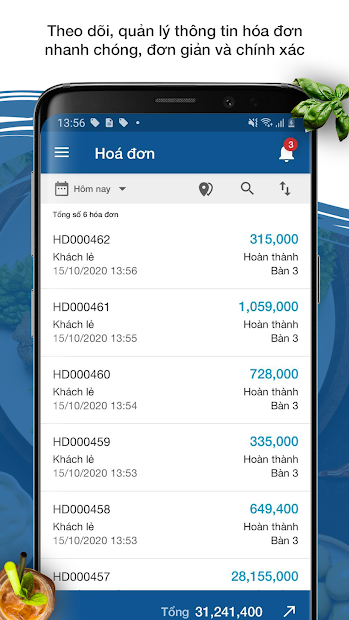 Screenshots KiotViet Quản lý Nhà hàng - Quản lý hoạt động kinh doanh của nhà hàng