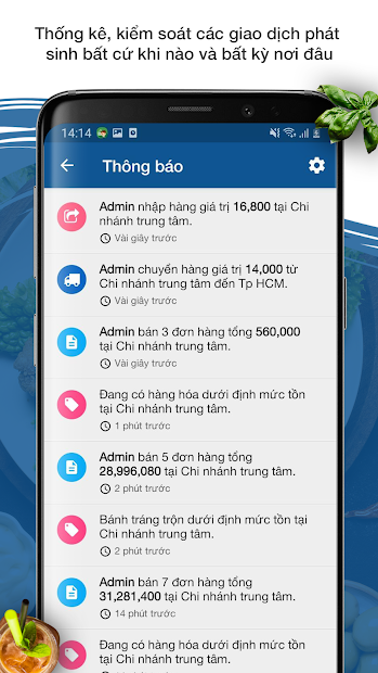 Screenshots KiotViet Quản lý Nhà hàng - Quản lý hoạt động kinh doanh của nhà hàng