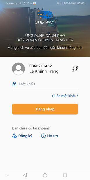 Screenshots SHIPWAY Chủ Xe: Ứng dụng kết nối giữa chủ hàng và chủ xe