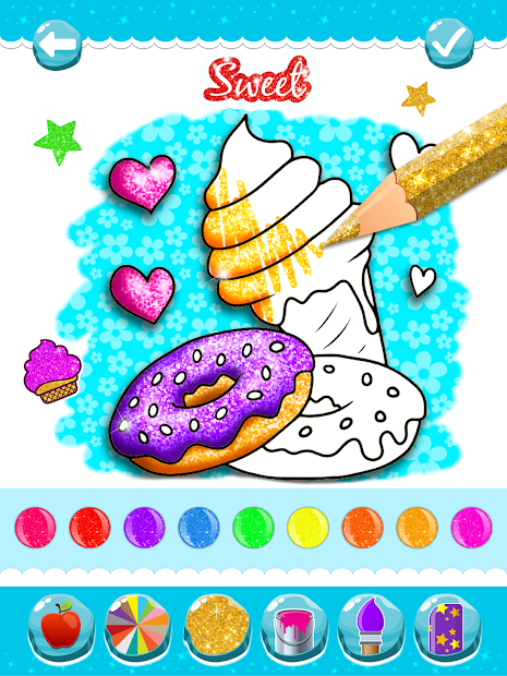 Screenshots Glitter Ice Cream Coloring: Sách tô màu que kem cho bé