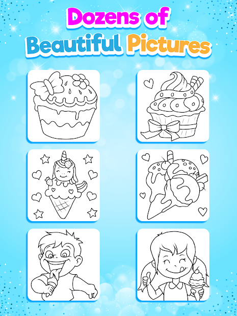 Screenshots Glitter Ice Cream Coloring: Sách tô màu que kem cho bé