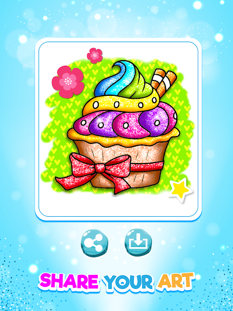 Screenshots Glitter Ice Cream Coloring: Sách tô màu que kem cho bé