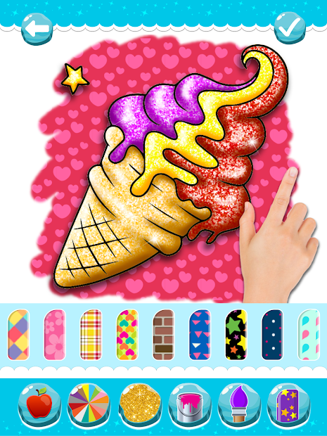 Screenshots Glitter Ice Cream Coloring: Sách tô màu que kem cho bé