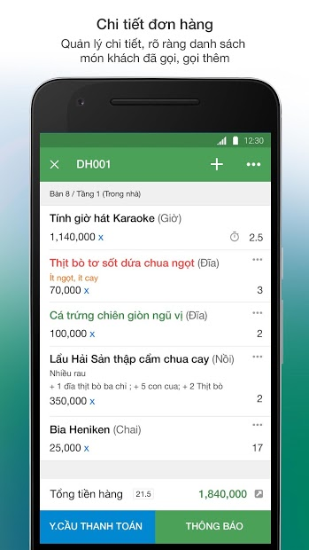 Screenshots KiotViet Café Nhà hàng - Quản lý các chuỗi nhà hàng tiện lợi và an toàn