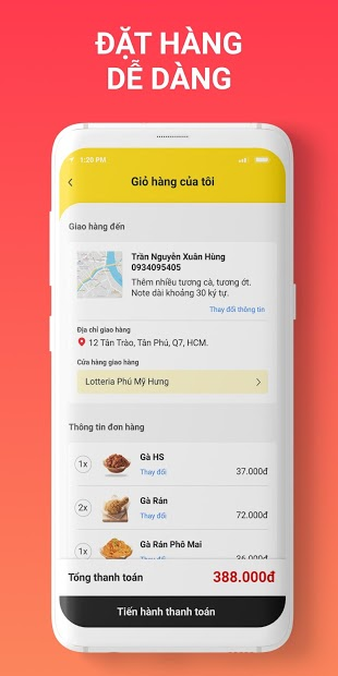 Screenshots Lotteria Delivery - Ứng dụng đặt gà Rán lotteria tại nhà
