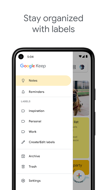 Screenshots Google Keep - ứng dụng ghi chú của Google