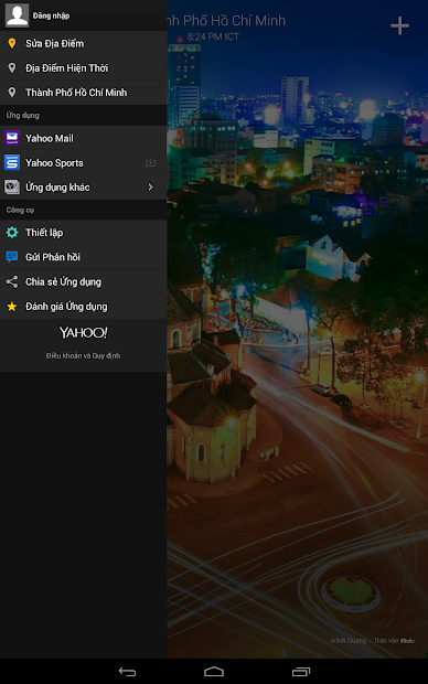 Screenshots Yahoo Thời tiết: Phần mềm dự báo thời tiết