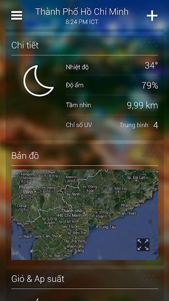 Screenshots Yahoo Thời tiết: Phần mềm dự báo thời tiết