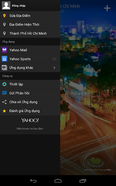 Screenshots Yahoo Thời tiết: Phần mềm dự báo thời tiết