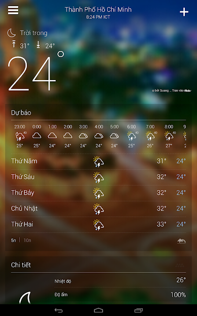 Screenshots Yahoo Thời tiết: Phần mềm dự báo thời tiết