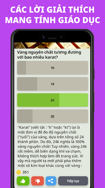 Screenshots Câu hỏi & Đáp án. Game đố vui miễn phí: QuizzLand