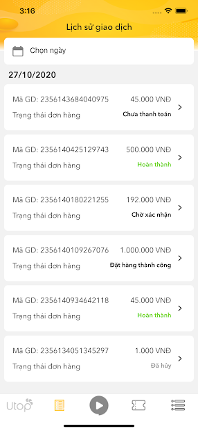 Screenshots Utop - Ứng dụng đặt đồ ăn, mua vé xem phim, nạp thẻ điện thoại, mua sắm, làm đẹp online tiện lợi.