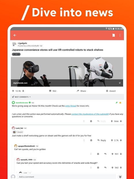 Screenshots Reddit - Ứng dụng diễn đàn thông tin và giải trí