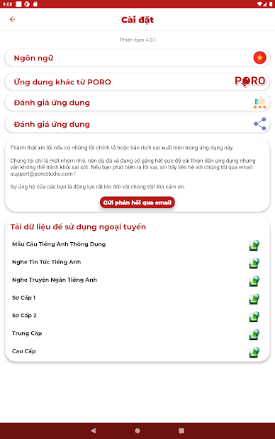 Screenshots Learn English: Ứng dụng học tiếng Anh PORO, luyện nghe nói tiếng Anh