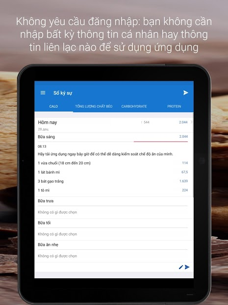 Screenshots iEatBetter-Nhật ký ăn uống: Tính lượng calo trong khẩu phần ăn