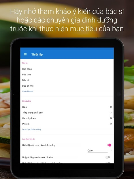 Screenshots iEatBetter-Nhật ký ăn uống: Tính lượng calo trong khẩu phần ăn