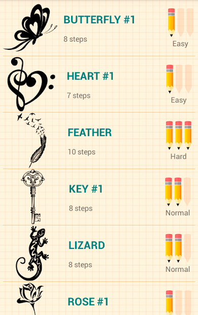 Screenshots How to Draw Tattoos: Ứng dụng vẽ hình xăm theo từng bước