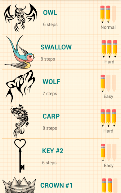 Screenshots How to Draw Tattoos: Ứng dụng vẽ hình xăm theo từng bước